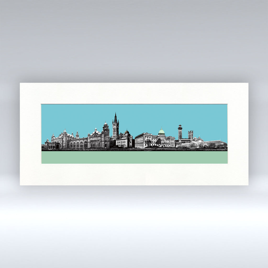 Glasgow Westend Silhouette - Mounted Print