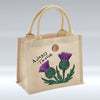 A Jaggy Thistle - Small Jute Bag with Button pureminted