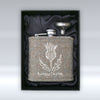 A Jaggy Thistle Outline - 6oz Hip Flask - With Sleeve pureminted