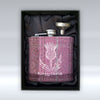 A Jaggy Thistle Outline - 6oz Hip Flask - With Sleeve pureminted
