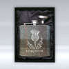 A Jaggy Thistle Outline - 6oz Hip Flask - With Sleeve pureminted