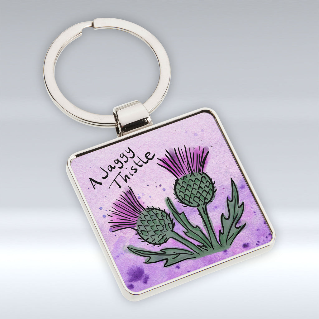 A Jaggy Thistle - Square Keyring pureminted