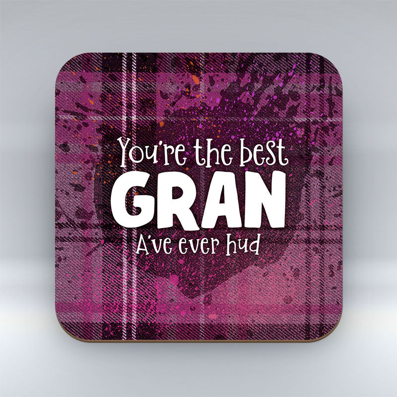 You're the best gran - Purple Tartan - Coaster