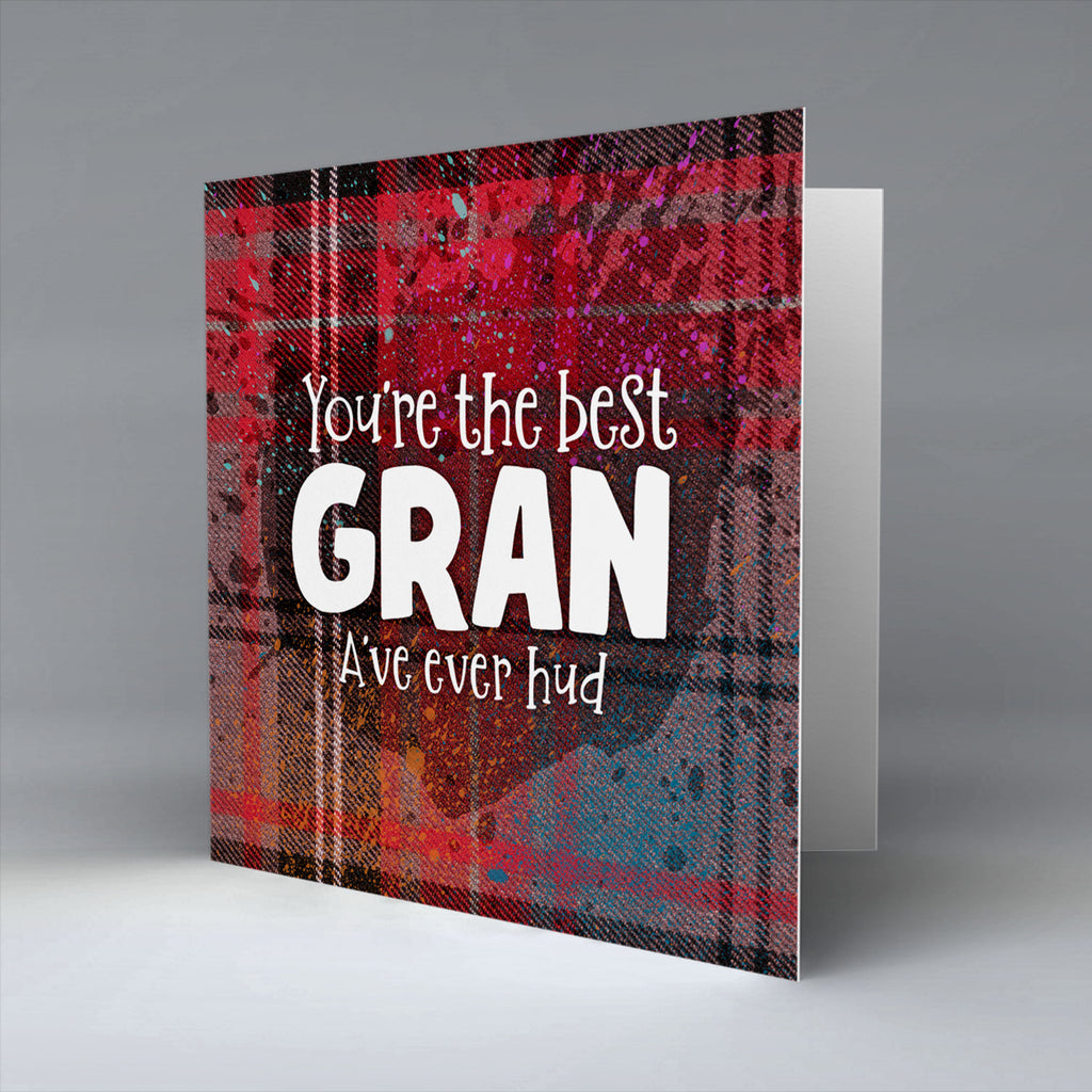 You're the best gran - Red Tartan - Greetings Card