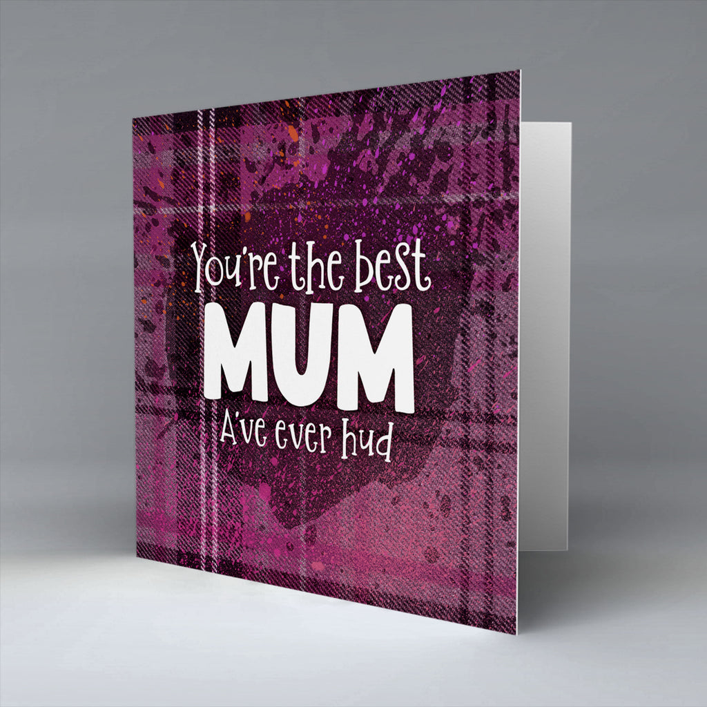 You're the best mum - Purple Tartan - Greetings Card