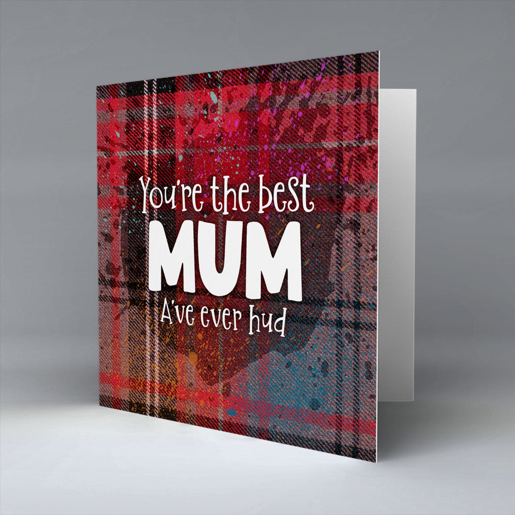 You're the best mum - Red Tartan - Greetings Card