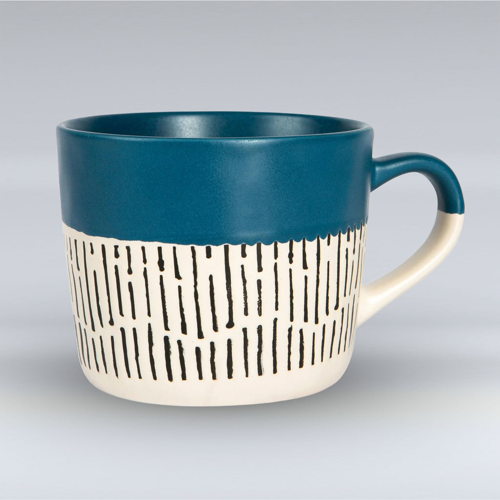 Dipped Dash Stoneware Coffee Mug - 450ml - Blue
