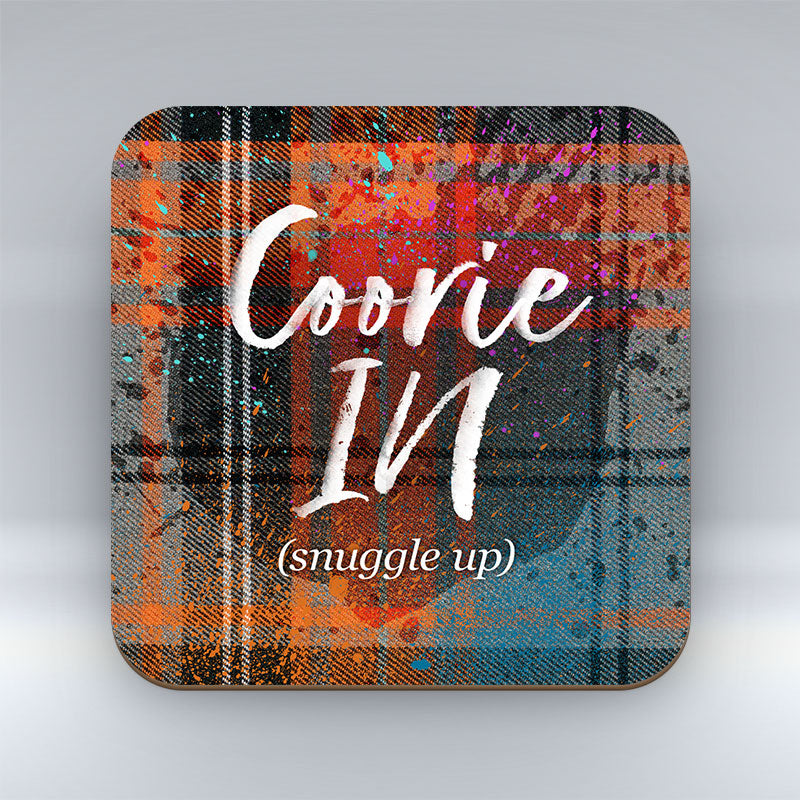 Coorie In - Orange Tartan - Coaster