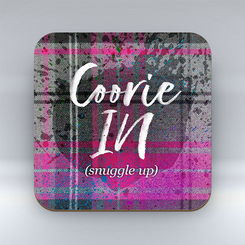 Coorie In - Pink Tartan - Coaster