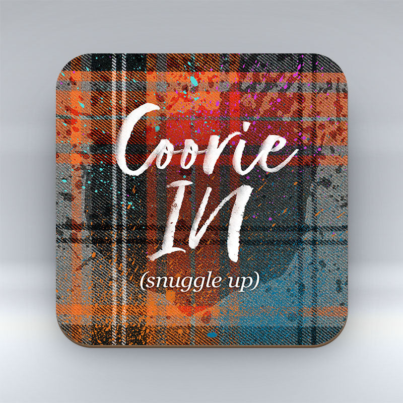 Coorie In - Orange Tartan - Coaster