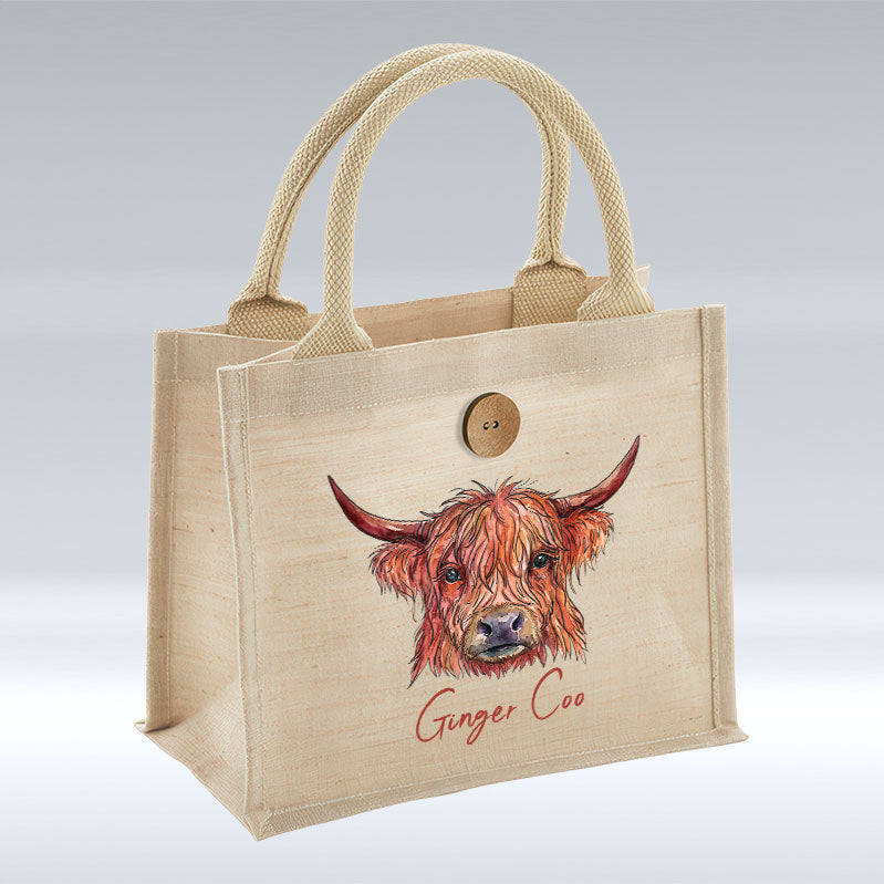 Ginger Coo - Small Jute Bag with Button pureminted