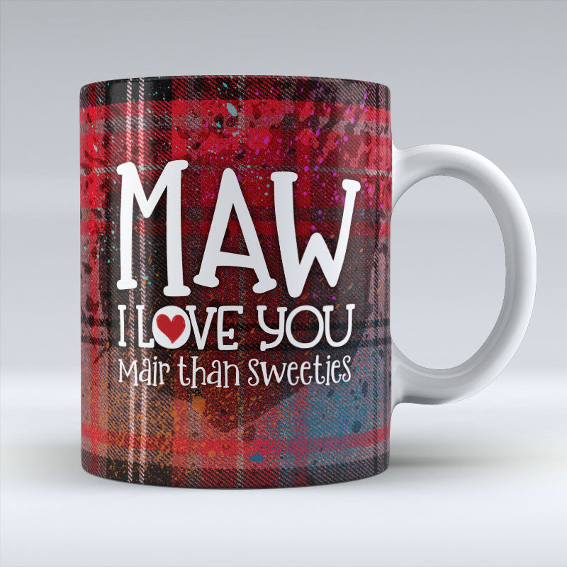 Maw I love you - Red Tartan - Ceramic Mug