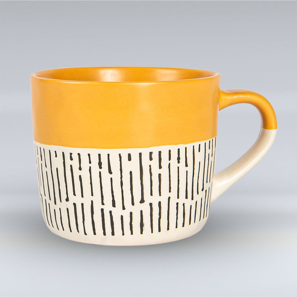 Dipped Dash Stoneware Coffee Mug - 450ml - Mustard