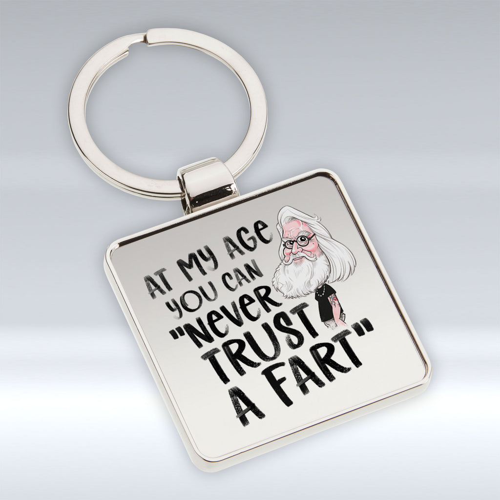 Never Trust A Fart - Square Keyring