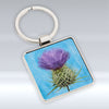 Purple Thistle - Square Keyring