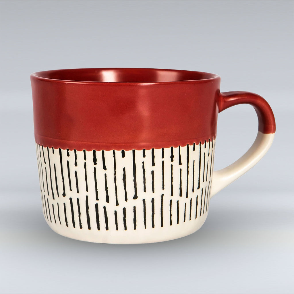 Dipped Dash Stoneware Coffee Mug - 450ml - Red