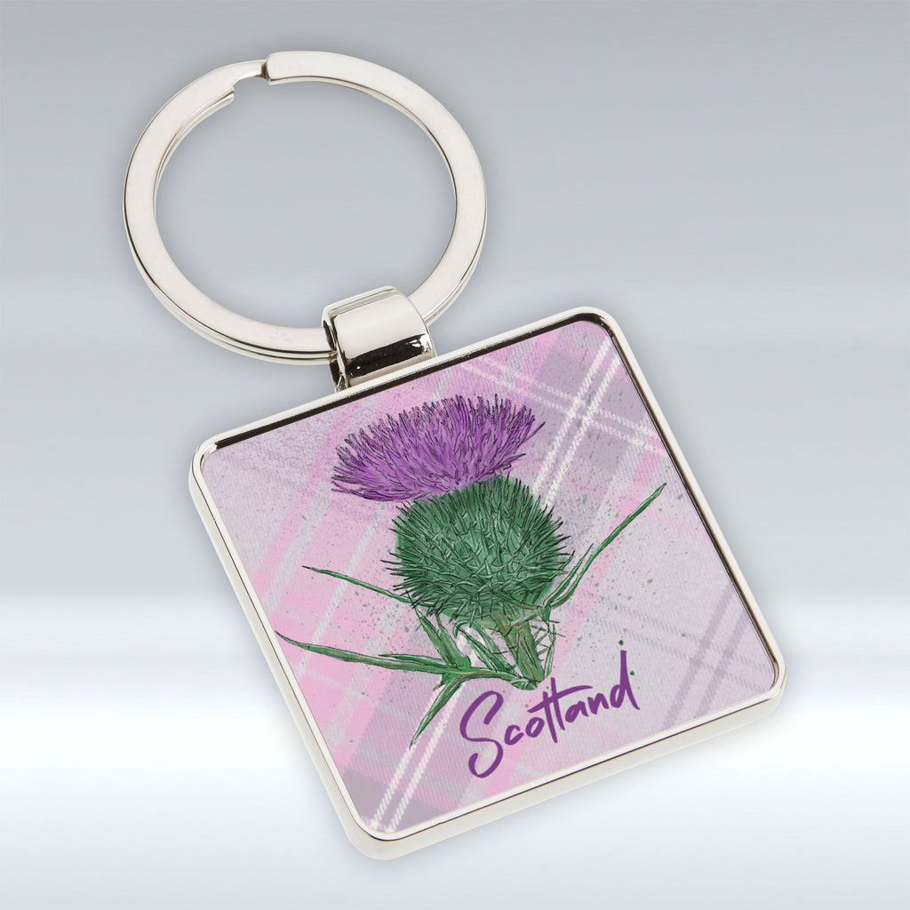 Scottish Thistle - Square Keyring