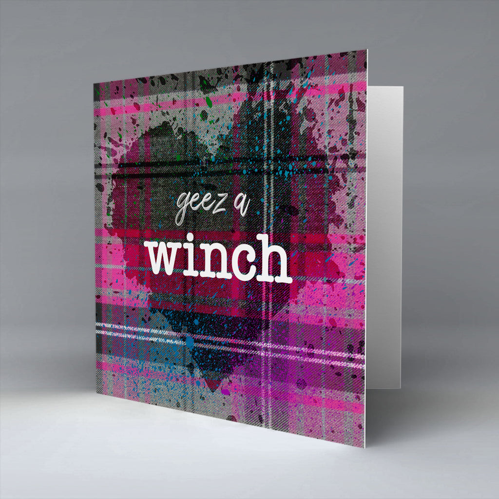 geez a winch - Pink Valentine - Greetings Card