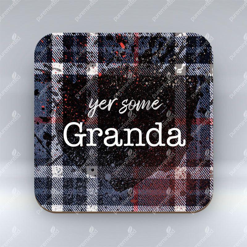 Yer Some Granda - Dark Blue Tartan - Coaster