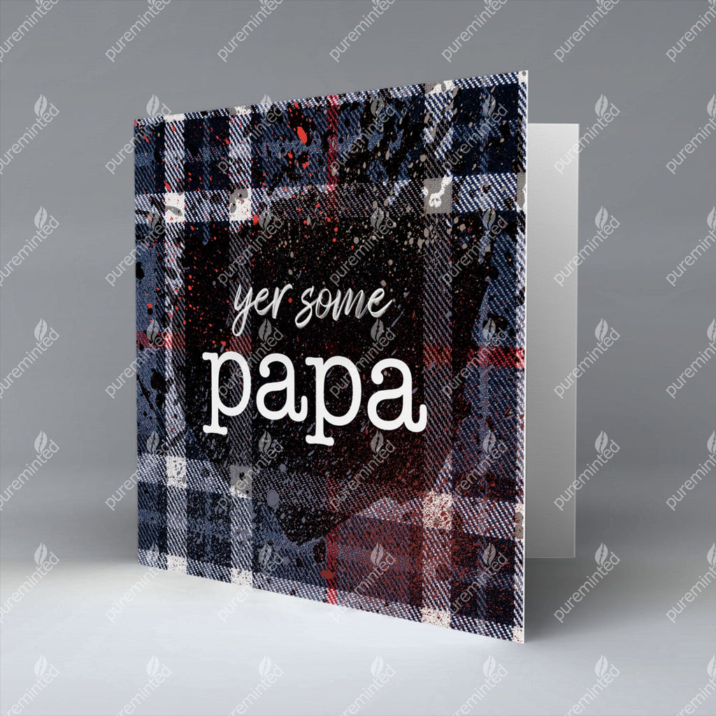 Yer Some Papa - Dark Blue Tartan - Greetings Card