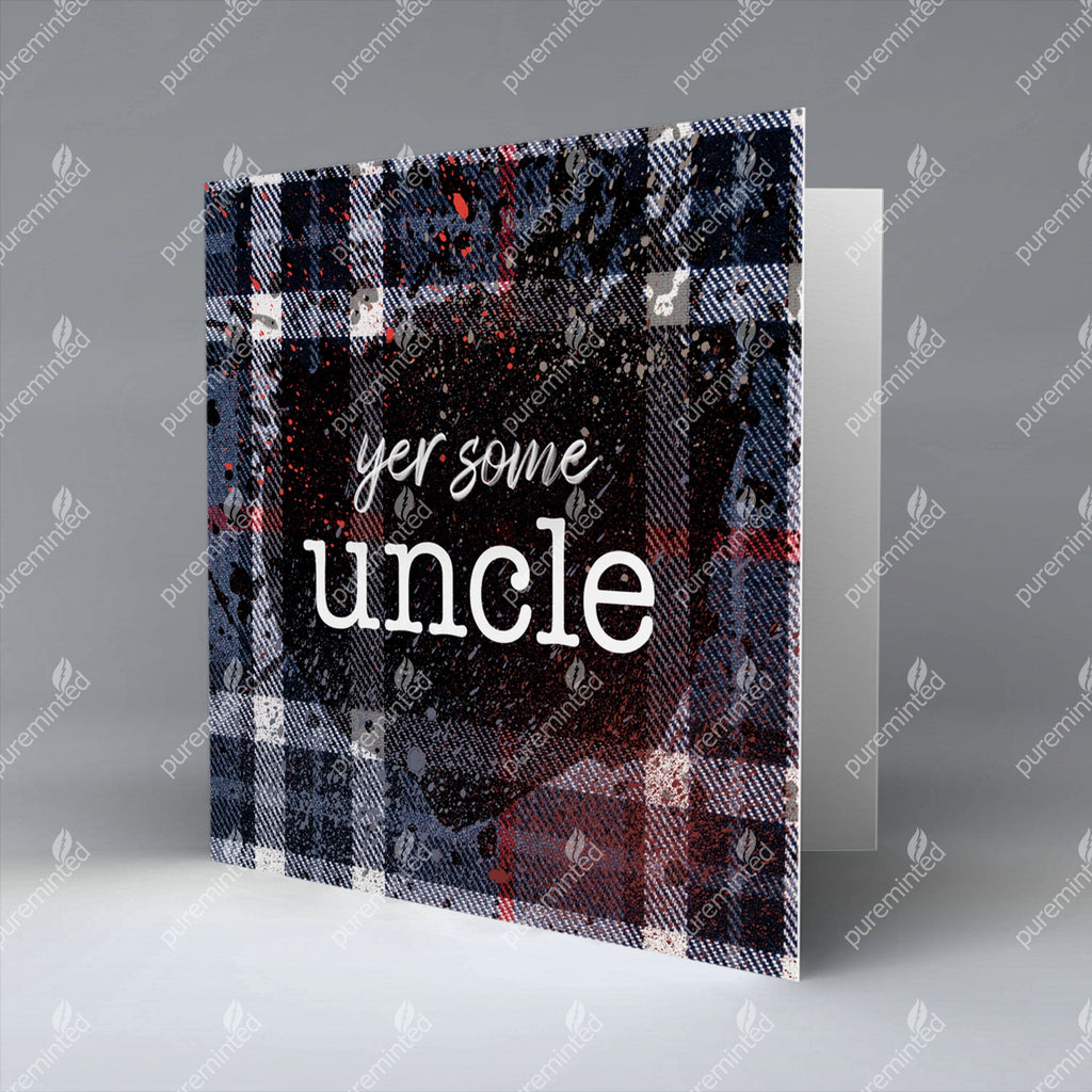 Yer Some Uncle - Dark Blue Tartan - Greetings Card