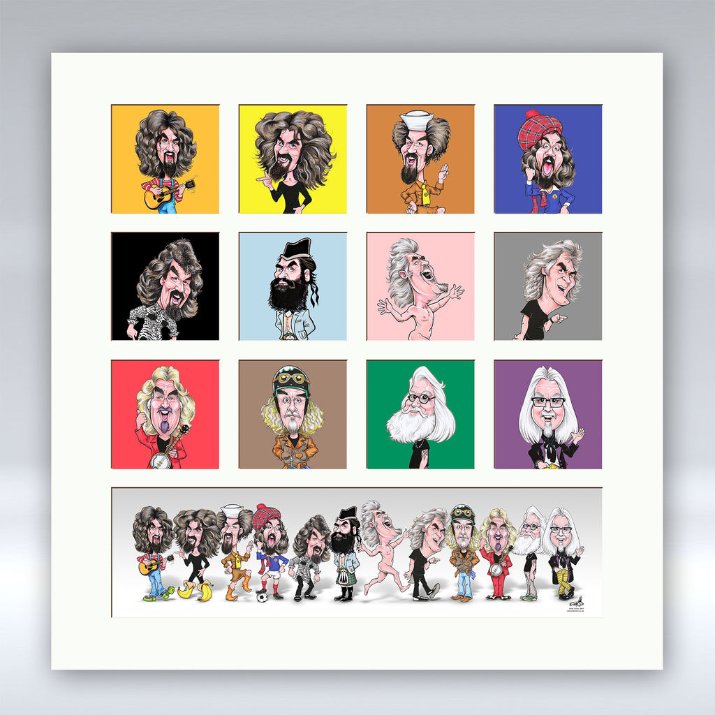 Oor Billy Through The Ages Colour Squares - Mounted Print