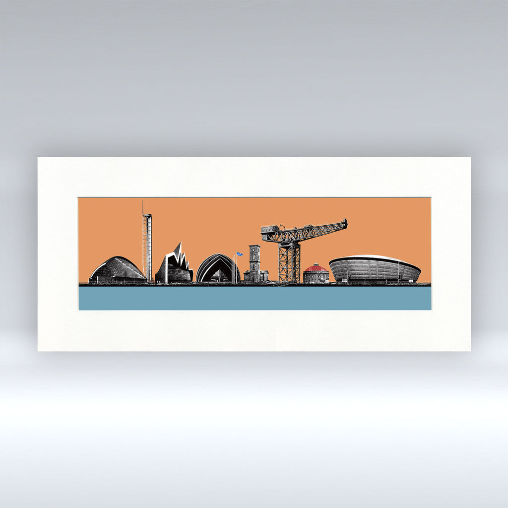 Glasgow Clydeside Silhouette - Mounted Print