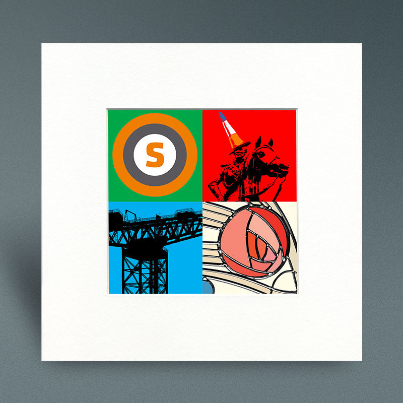 Glasgow Pop Art 2 - Mounted Print