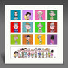 Whole Gang Colour Squares - Mounted Print
