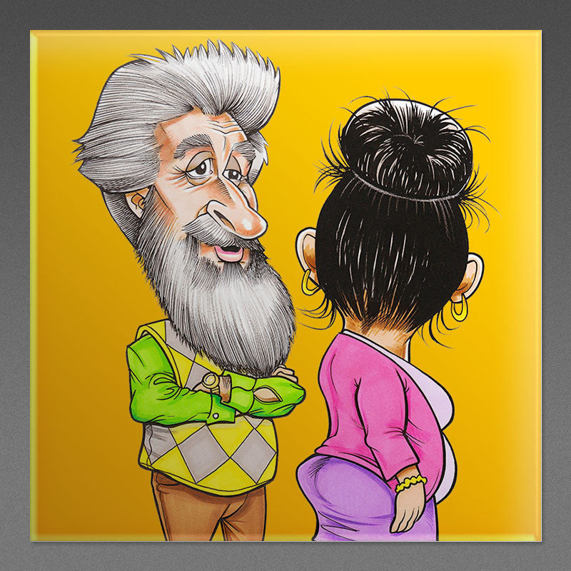 Mr and Mrs - Yellow Fridge Magnet
