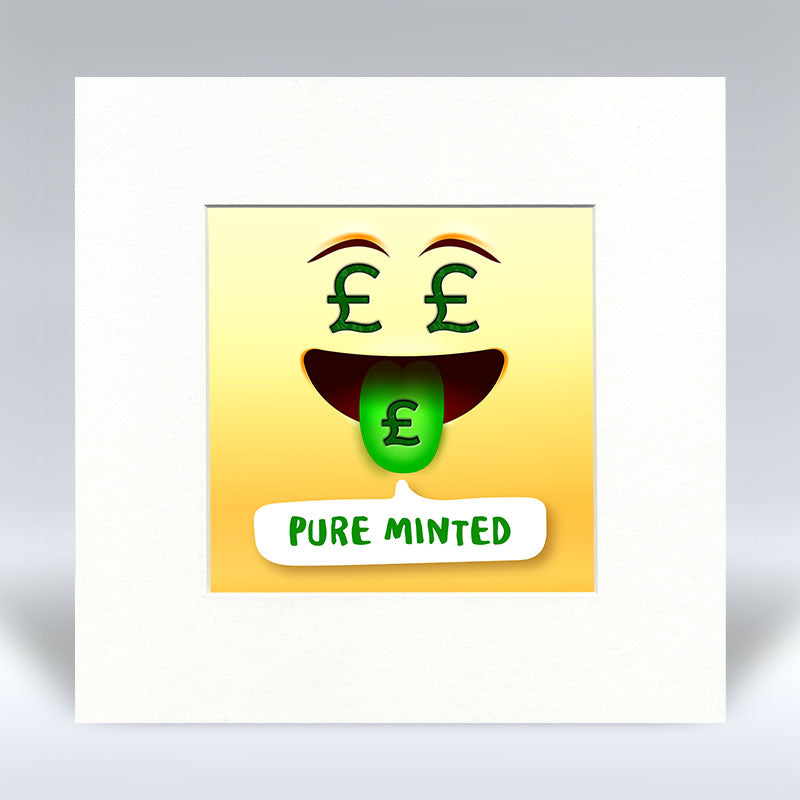 Pure Minted Emoji Text - Mounted Print