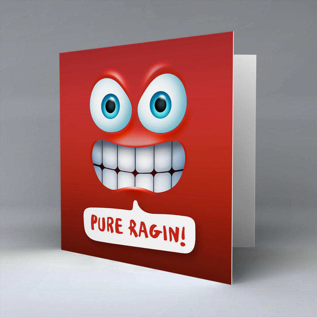 Pure Ragin Emoji Text - Greetings Card