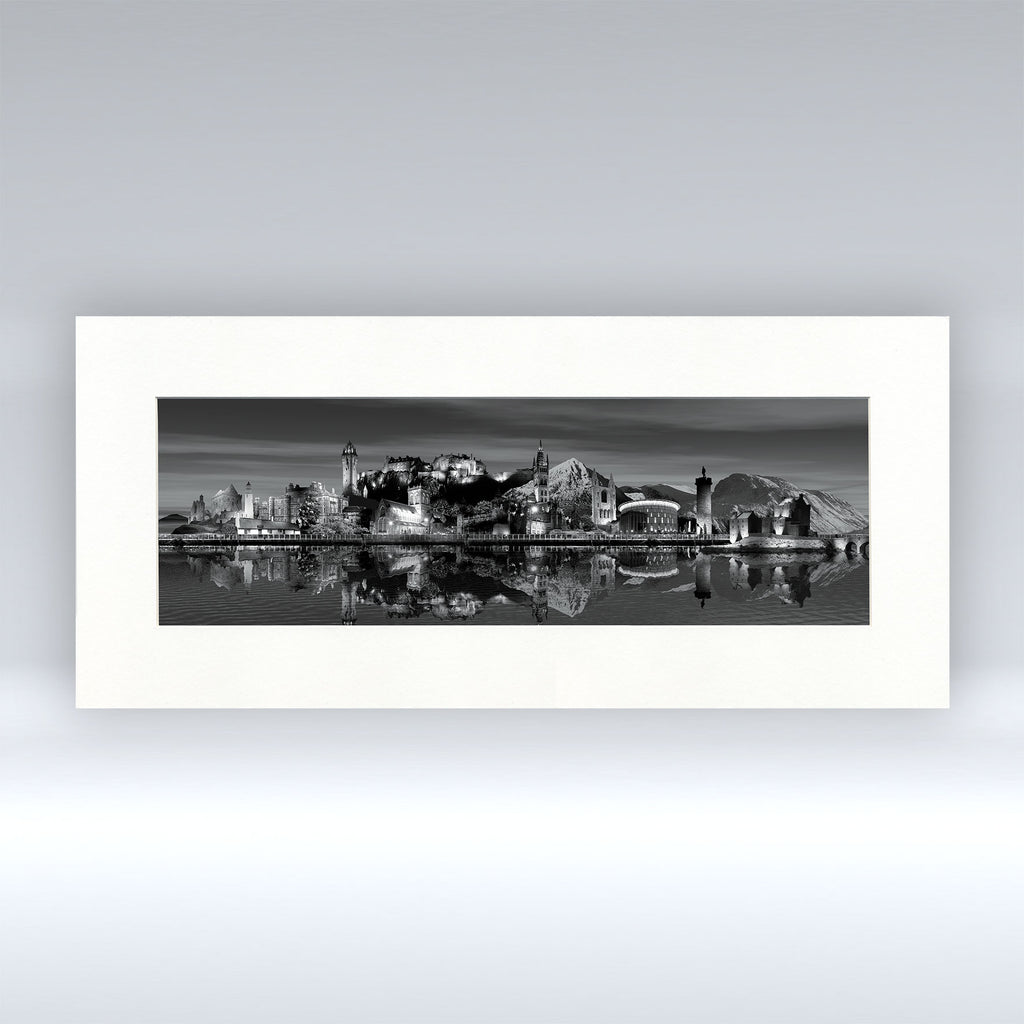 Scotland Night Black & White - Mounted Print