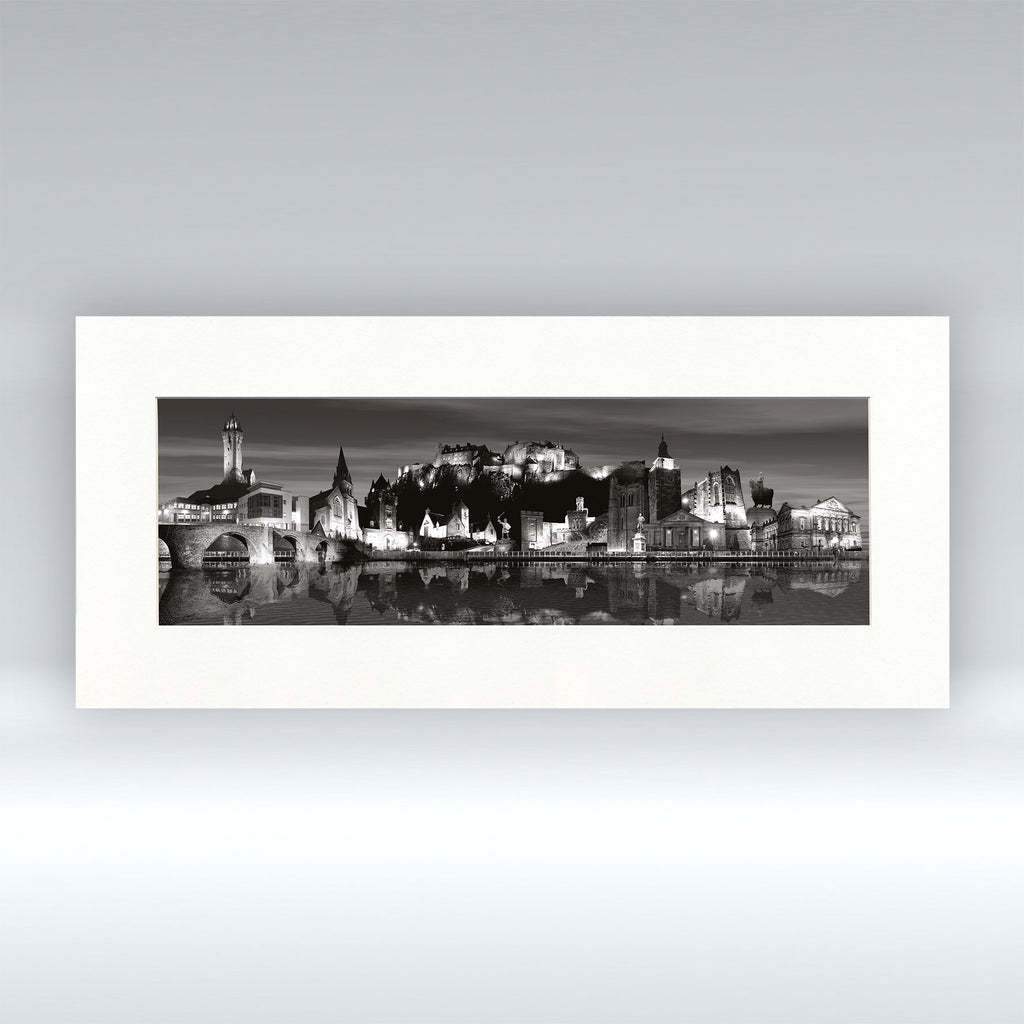 Stirling Night Black & White - Mounted Print