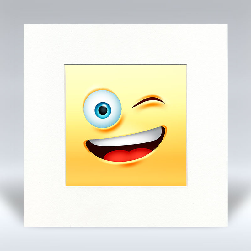 Wink Emoji - Mounted Print